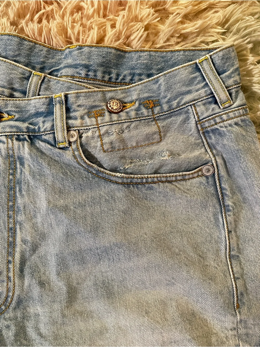 New R13 Tilly With Let Down Hem Crossover Asymmetric Denim Shorts Size 25